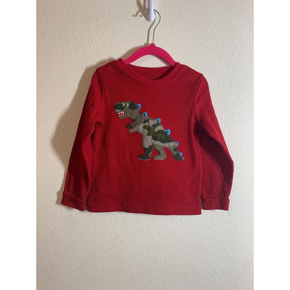 Carters Dinosaur Long Sleeve Thermal T Shirt Toddler Boys Size 4T Red AC1